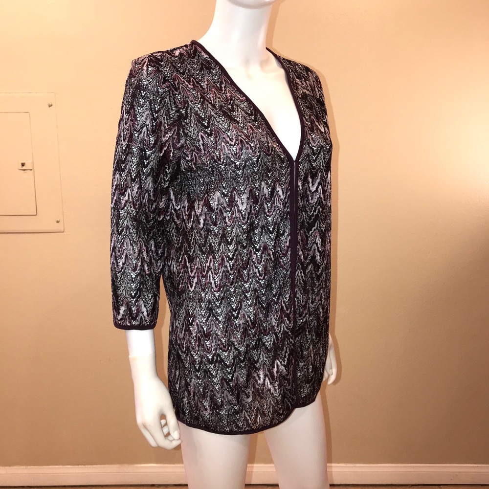 Chicos Easywear Cardigan Size S Shades of Purple Open Front Knit Office Travel